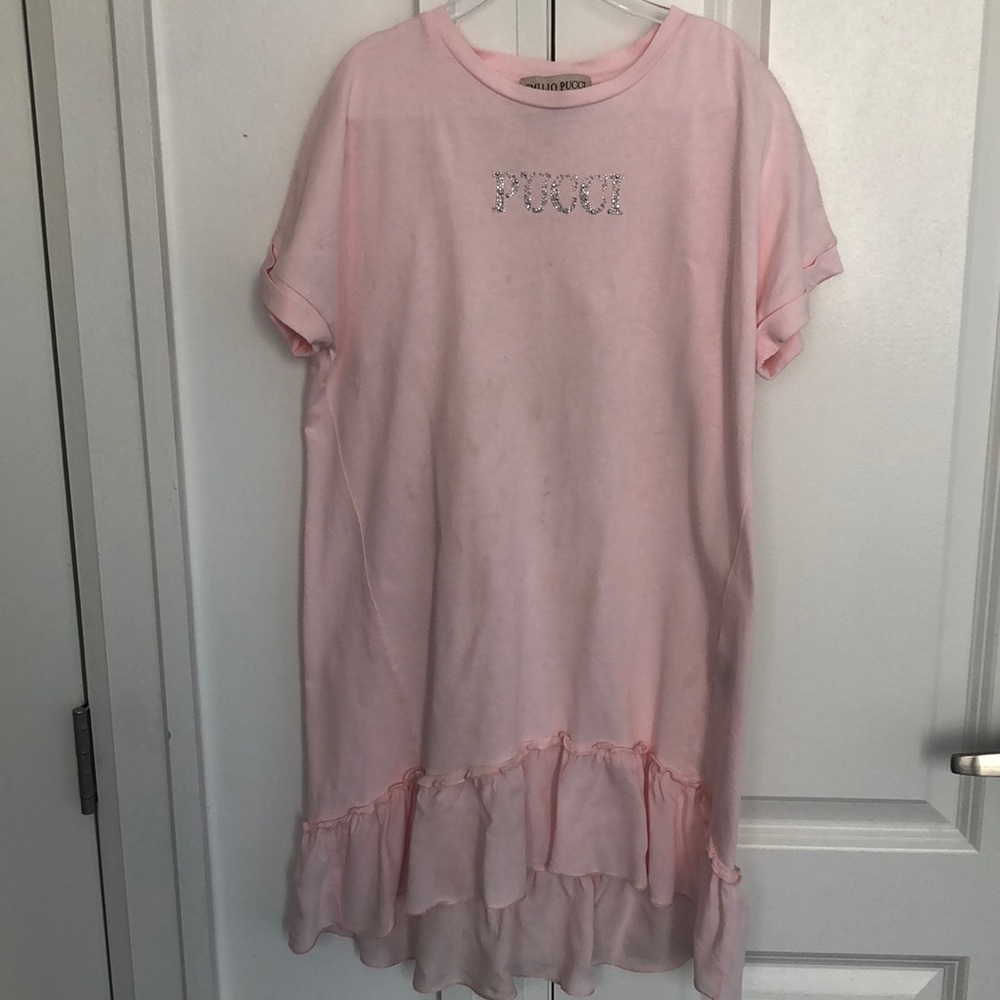 Pucci kids pink jersey drop-waist dress